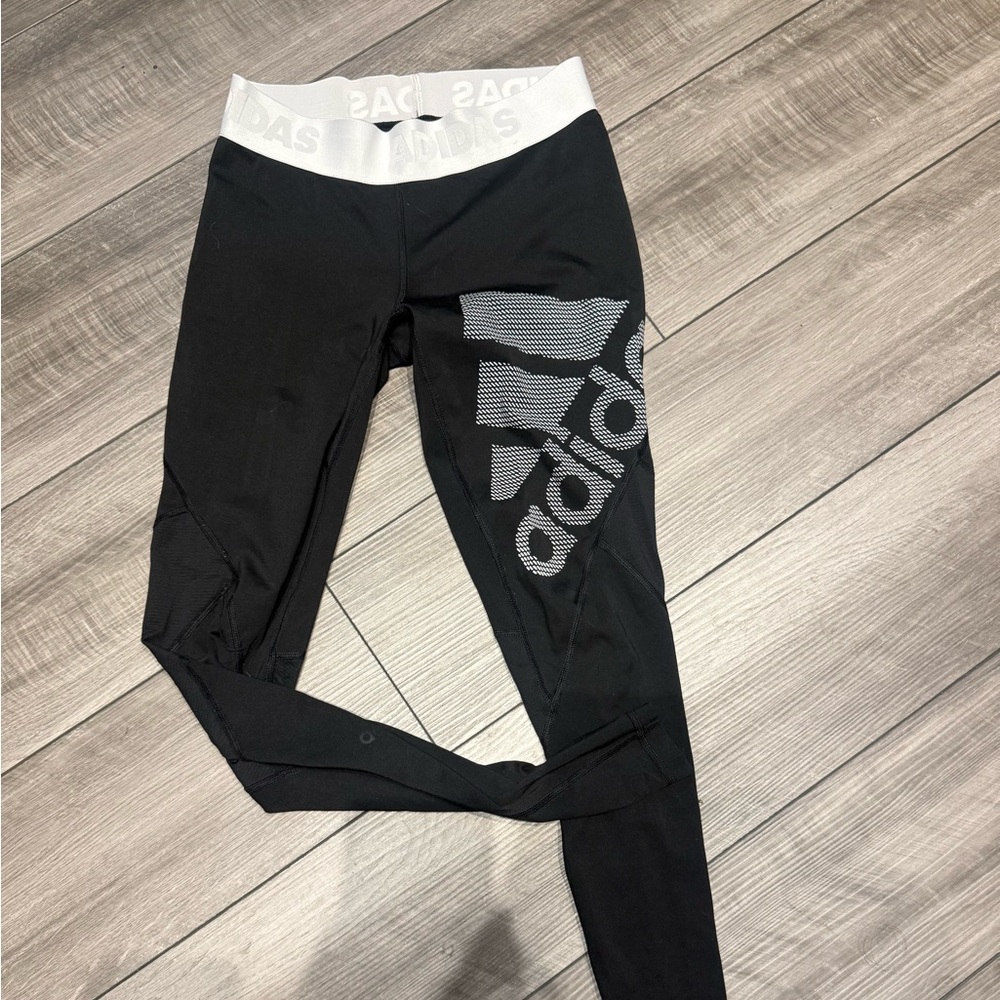 Adidas woman Leggings Black with White Logo